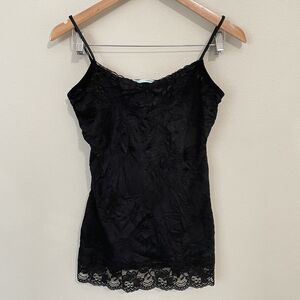 Maurices Whimsygoth Black Lace Trim Y2K Layering Cami Tank Top Crinkle Fairy